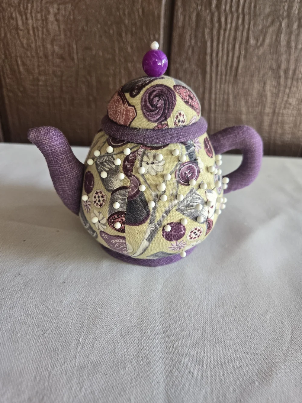 Floral Teapot Pin Cushion With Storage Under Lid